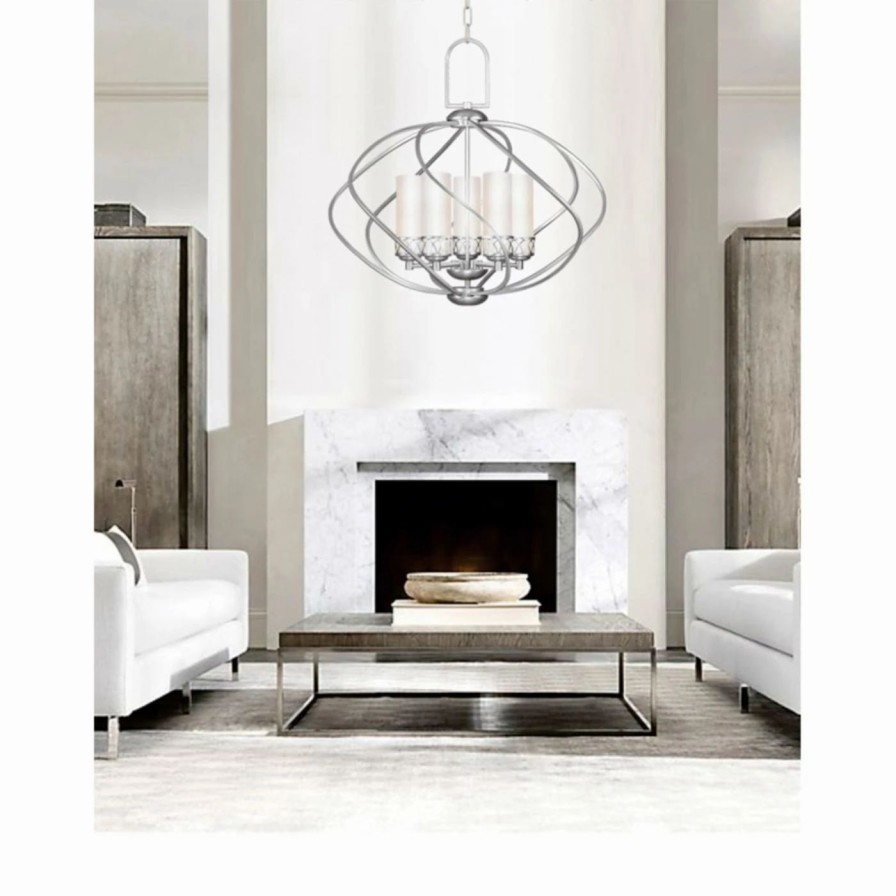 Chandeliers * | Cheap Livex Lighting Globe Livex Westfield 4725-91 Chandelier Brushed Nickel 26W In.