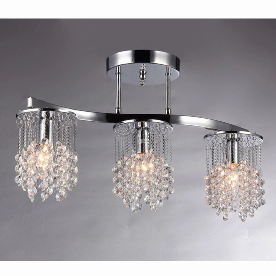 Chandeliers * | Best Reviews Of Linear Warehouse Of Tiffany Clee Chrome Crystal Chandelier