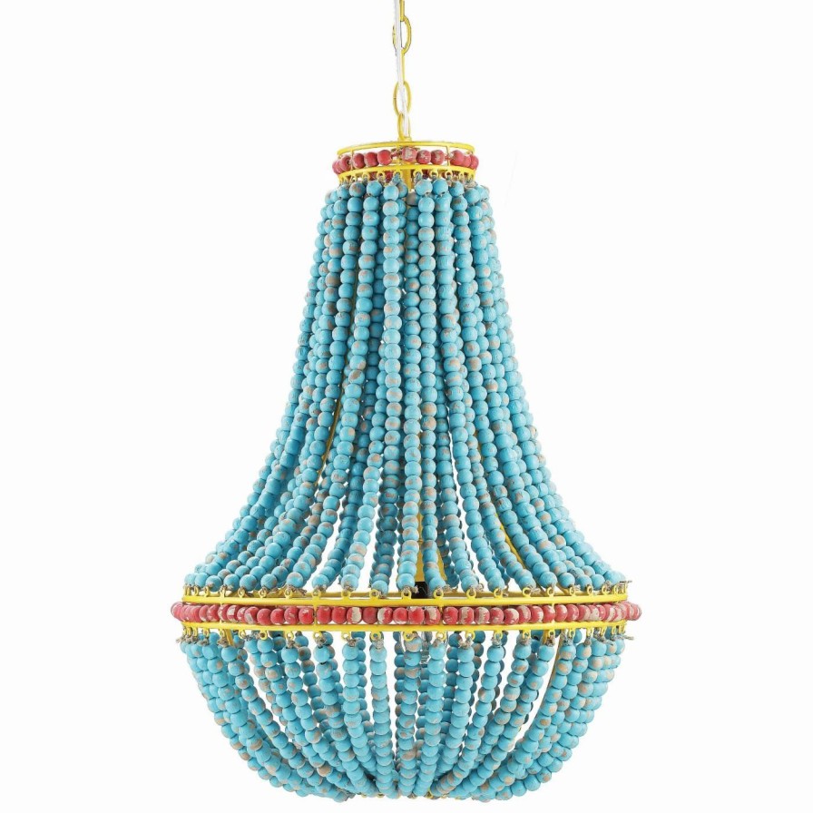 Chandeliers * | Hot Sale Empire 3R Studios Wood Beaded Da1615 Chandelier