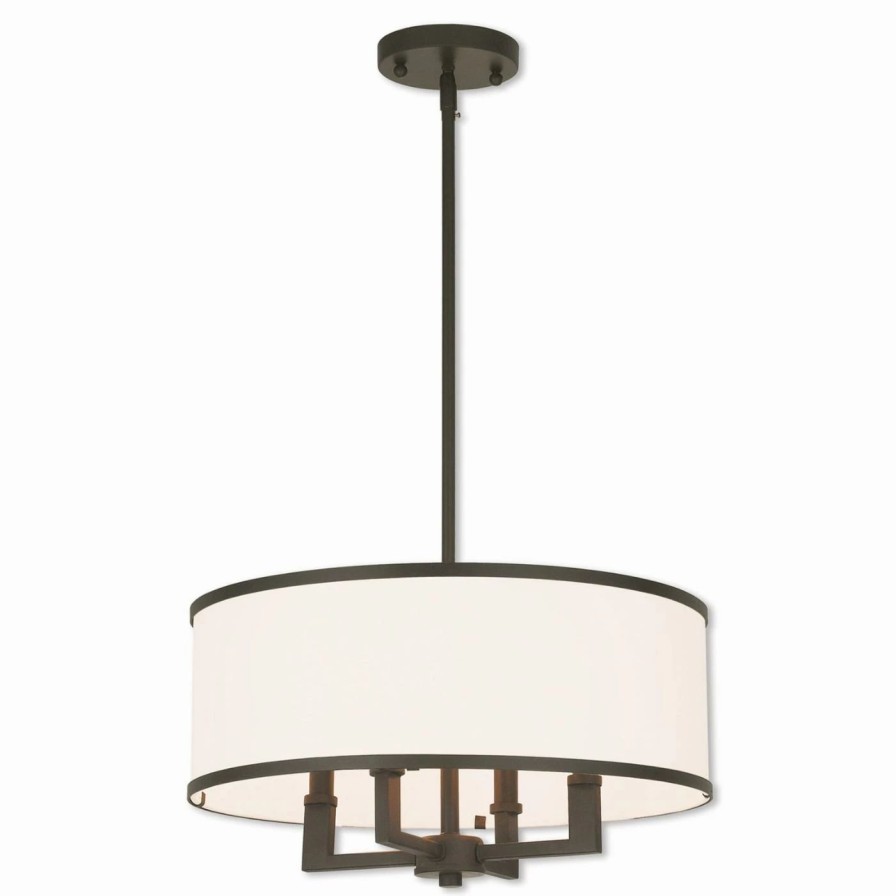 Chandeliers * | Coupon Drum Livex Lighting 62615-07 Park Ridge 4 Light Pendant Chandelier