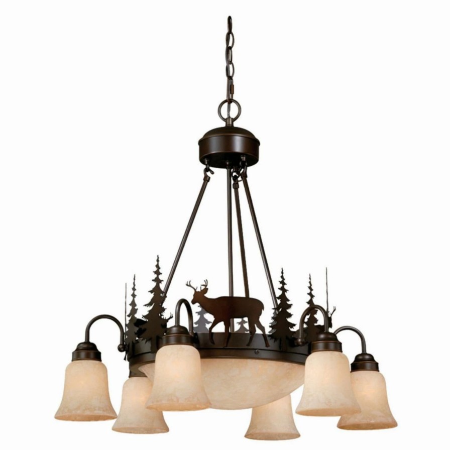 Chandeliers * | Flash Sale Bowl Vaxcel Bryce 9-Light Chandelier 28.5W In. Burnished Bronze