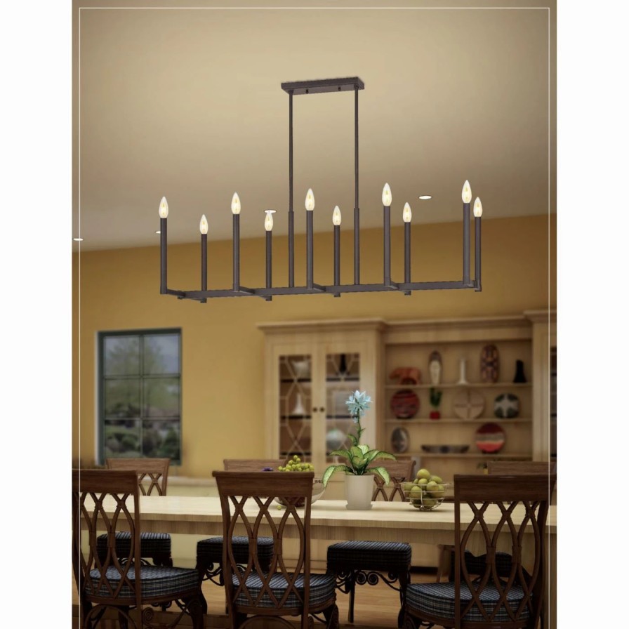 Chandeliers * | Best Sale Livex Lighting Livex Alpine 40259 10 Light Linear Chandelier