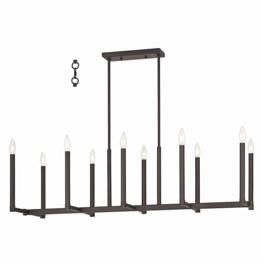 Chandeliers * | Best Sale Livex Lighting Livex Alpine 40259 10 Light Linear Chandelier