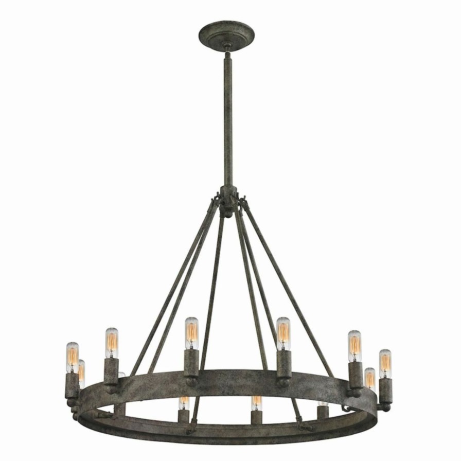 Chandeliers * | Outlet Wagon Wheel Elk Lighting Lewisburg 31821/12 Chandelier