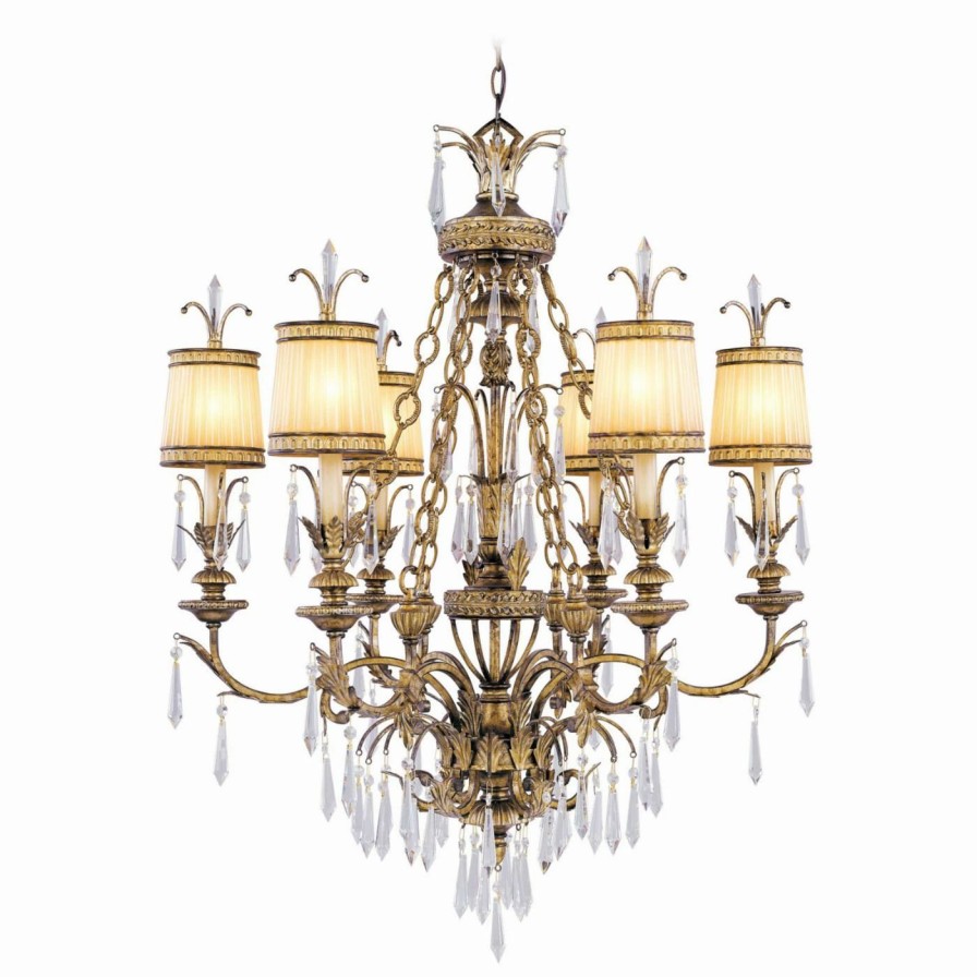 Crystal * | Cheap Livex Lighting Crystal Livex La Bella 8806-65 Chandelier Vintage Gold Leaf 32.25W In.