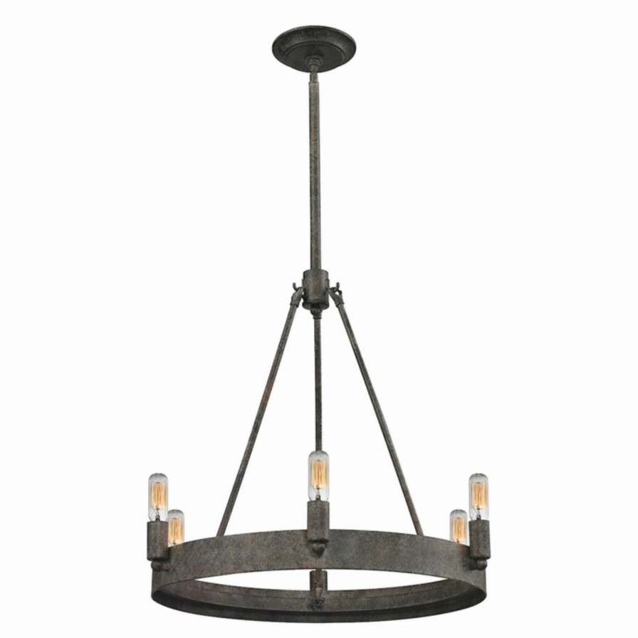 Chandeliers * | Cheapest Wagon Wheel Elk Lighting Lewisburg 31820/6 Chandelier