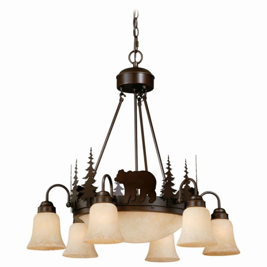 Chandeliers * | Cheapest Bowl Vaxcel Lighting Bozeman Ch55706Bbz Chandelier