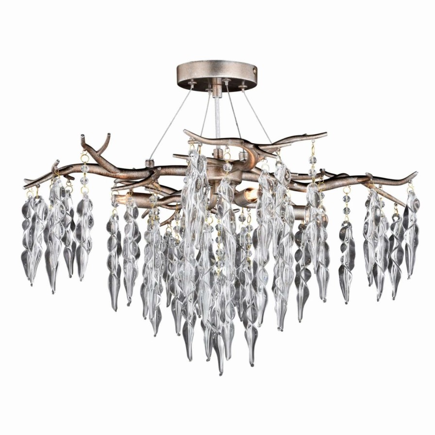 Chandeliers * | Flash Sale Vaxcel Rainier Ho23 Rustic Crystal Chandelier