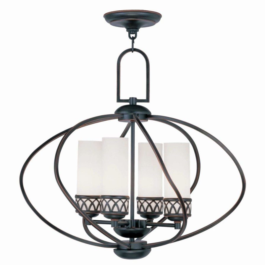 Chandeliers * | Outlet Livex Lighting Globe Livex Westfield 4724-67 4-Light Chandelier In Olde Bronze