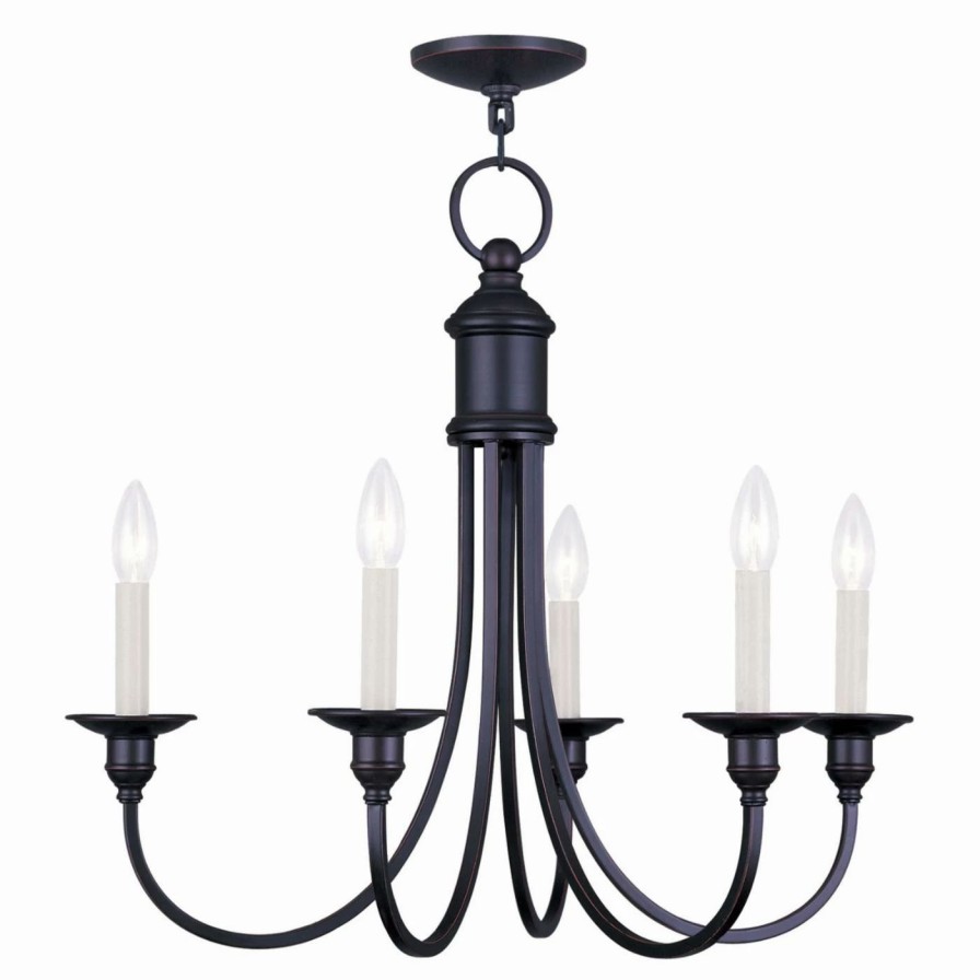 Candle * | Best Reviews Of Livex Lighting Candle Livex Cranford 5145-67 5-Light Chandelier In Olde Bronze