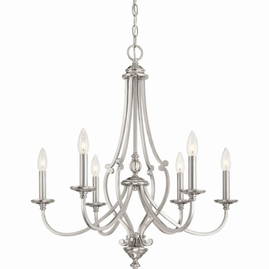 Candle * | Best Reviews Of Candle Minka Lavery Savannah Row 6 Light Chandelier Brushed Nickel