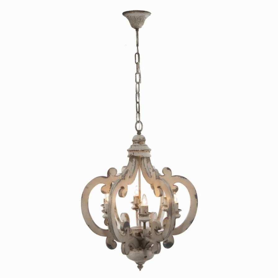 Chandeliers * | Best Sale A & B Home Candle A & B Home Group Inc White Washed Chandelier