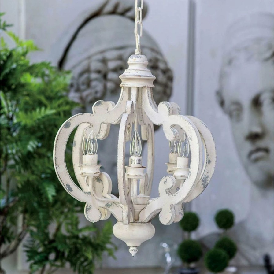 Chandeliers * | Best Sale A & B Home Candle A & B Home Group Inc White Washed Chandelier