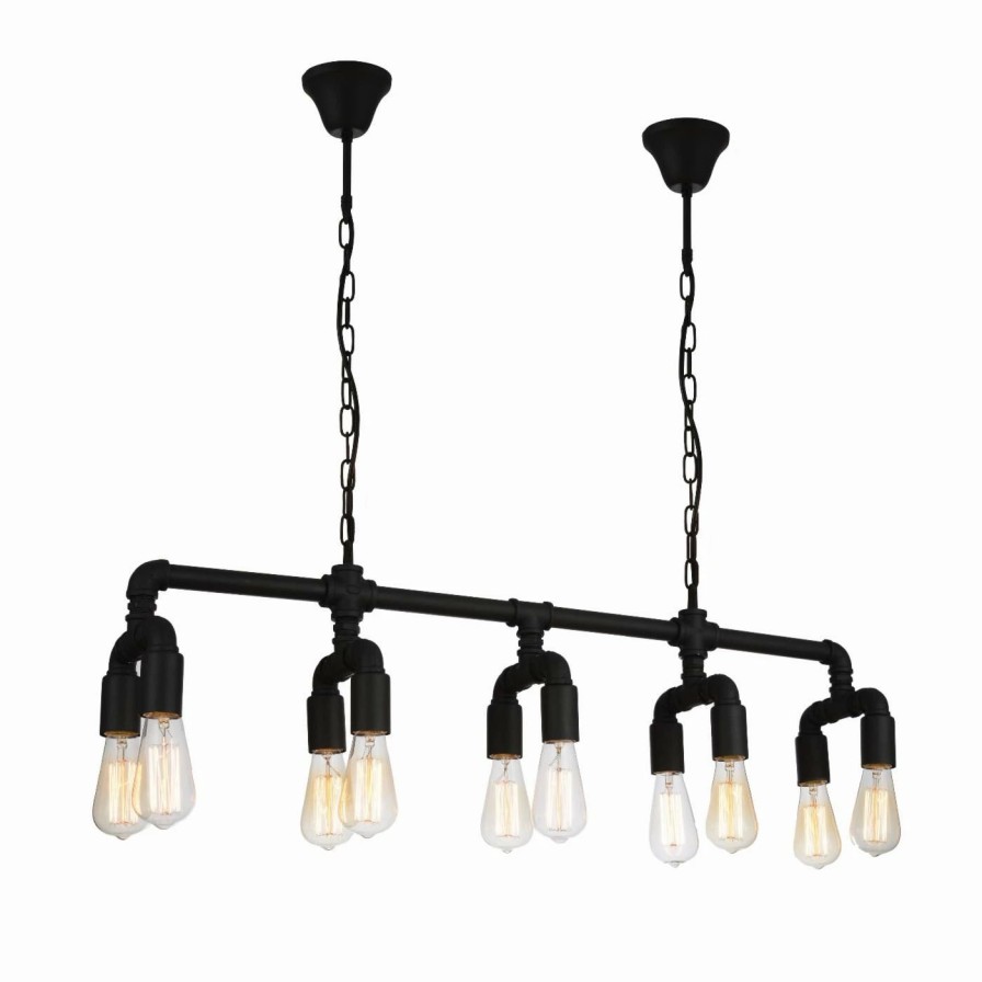 Chandeliers * | Cheapest Linear Acme Furniture Coln Ceiling Lamp Black Satin