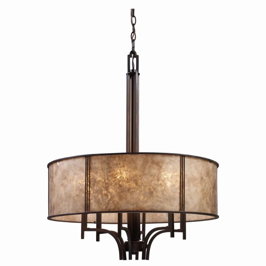 Chandeliers * | Deals Drum Elk Lighting Barringer Pendelier 24W In. Aged Bronze