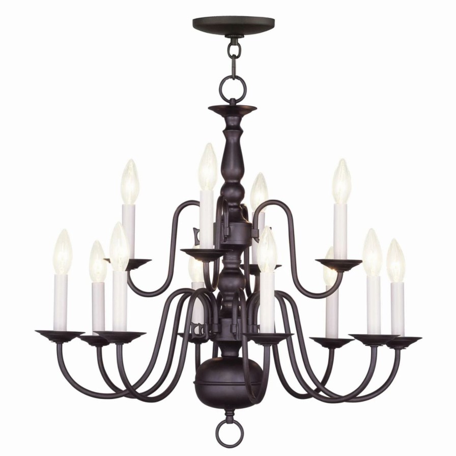 Candle * | Best Reviews Of Livex Lighting Candle Livex Williamsburgh 5012-07 Chandelier 26W In. Bronze