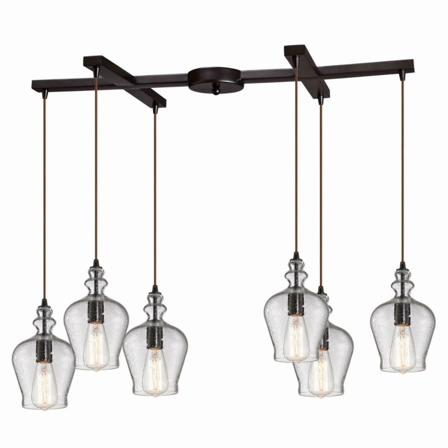 Chandeliers * | Buy Flush Mount Elk Lighting Menlow Park 60066-6 Chandelier