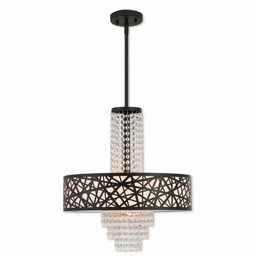 Chandeliers * | Promo Drum Livex Lighting Allendale 4-Light Pendant Chandelier