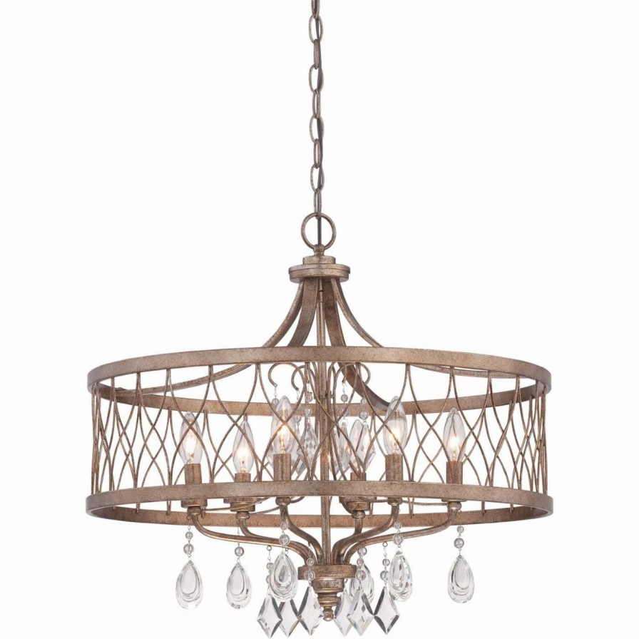 Chandeliers * | Promo Drum Minka Lavery West Liberty 6 Light Chandelier Olympus Gold