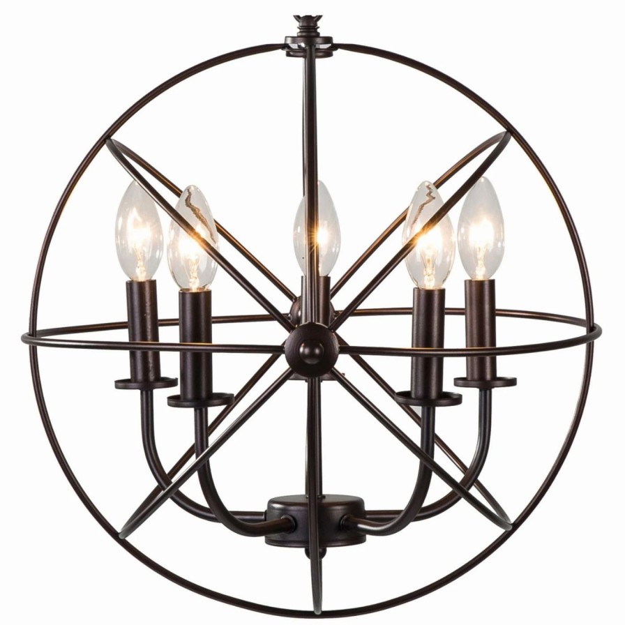 Chandeliers * | Best Sale Btexpert Industrial Farmhouse 5078 Globe Chandelier