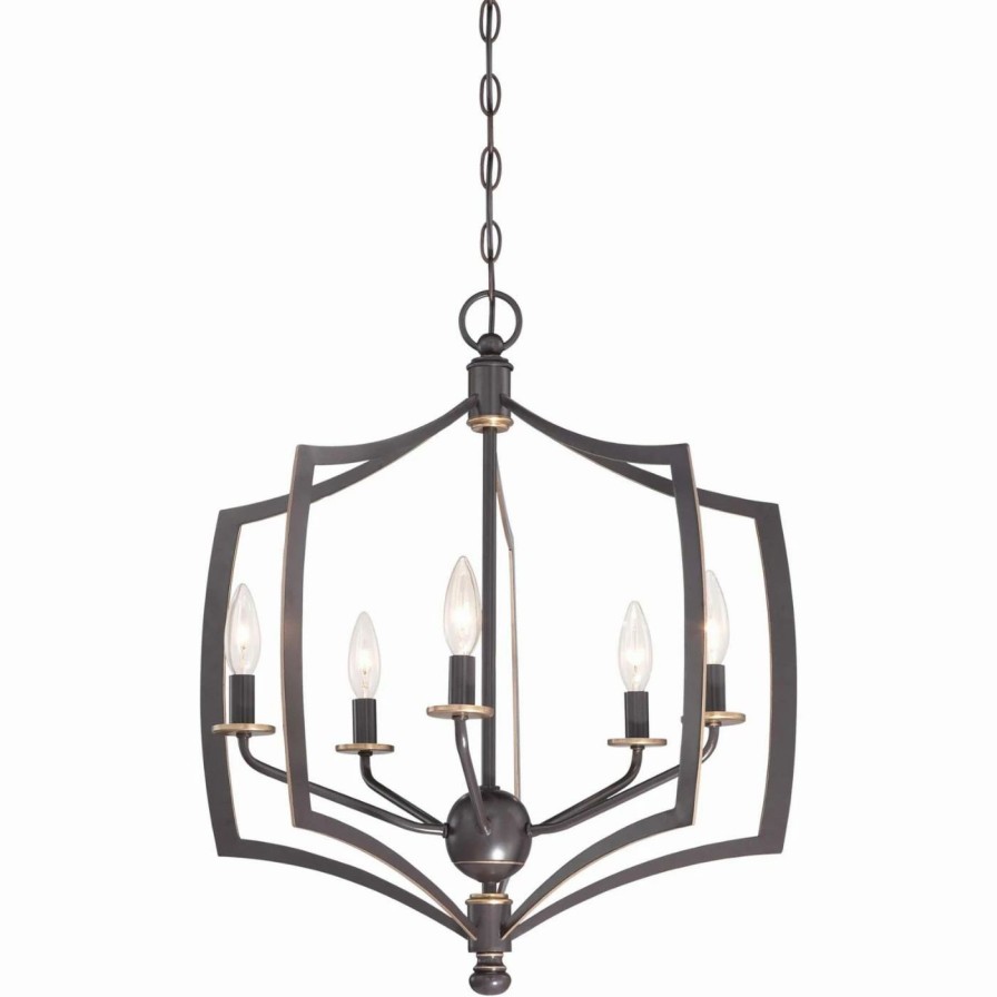 Chandeliers * | Top 10 Cage Minka Lavery Middletown 5 Light Chandelier Downton Bronze With Gold Highlights