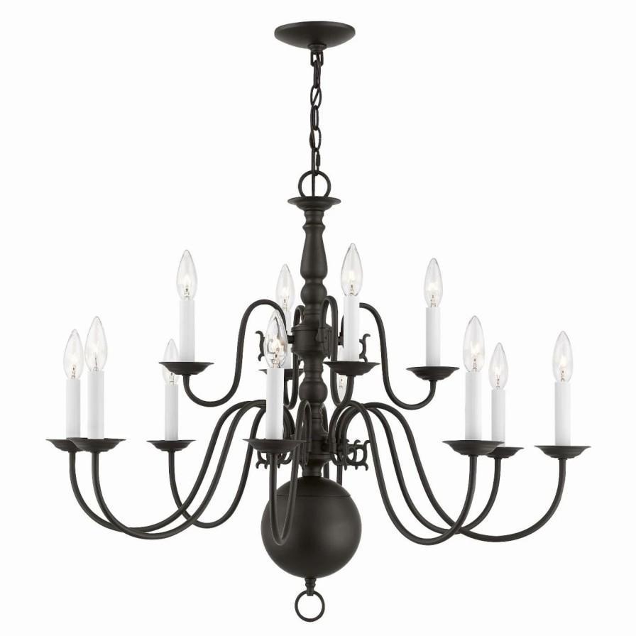 Candle * | Promo Livex Lighting Candle Livex Williamsburgh 5014 12-Light Chandelier