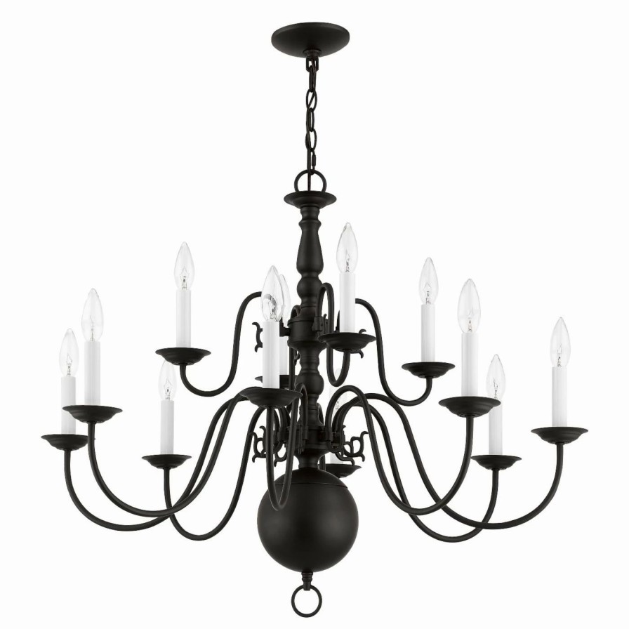 Candle * | Promo Livex Lighting Candle Livex Williamsburgh 5014 12-Light Chandelier