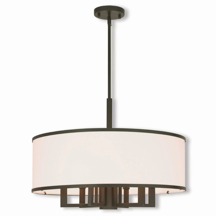 Chandeliers * | Top 10 Drum Livex Lighting 62616-07 Park Ridge 7 Light Pendant Chandelier