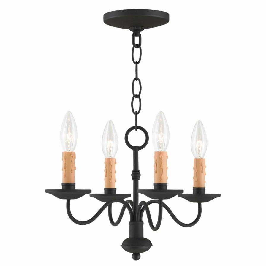 Chandeliers * | Cheapest Livex Lighting Livex Heritage 4464-04 Mini Chandelier Black 15W In.