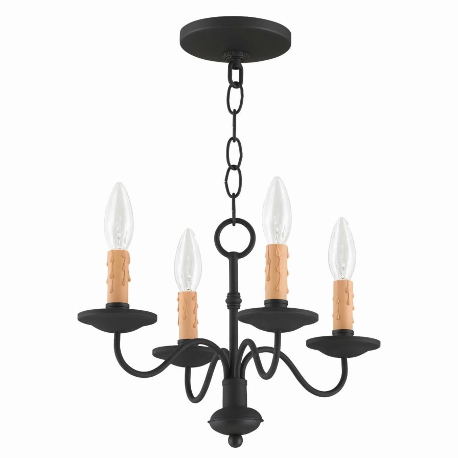 Chandeliers * | Cheapest Livex Lighting Livex Heritage 4464-04 Mini Chandelier Black 15W In.