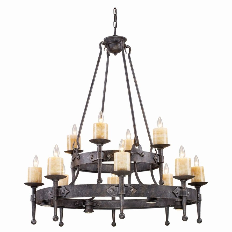 Chandeliers * | Best Pirce Wagon Wheel Elk Lighting Cambridge Chandelier 14006/8+4+4 42W In.