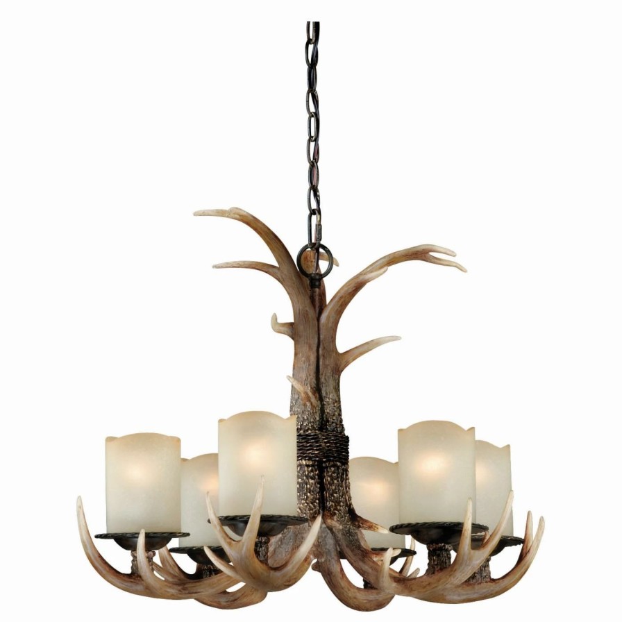 Chandeliers * | Budget Antler Vaxcel Yoho 6-Light Chandelier 24.5W In. Black Walnut