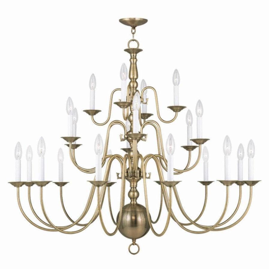 Candle * | Brand New Livex Lighting Candle Livex Williamsburgh 5015 22-Light Chandelier