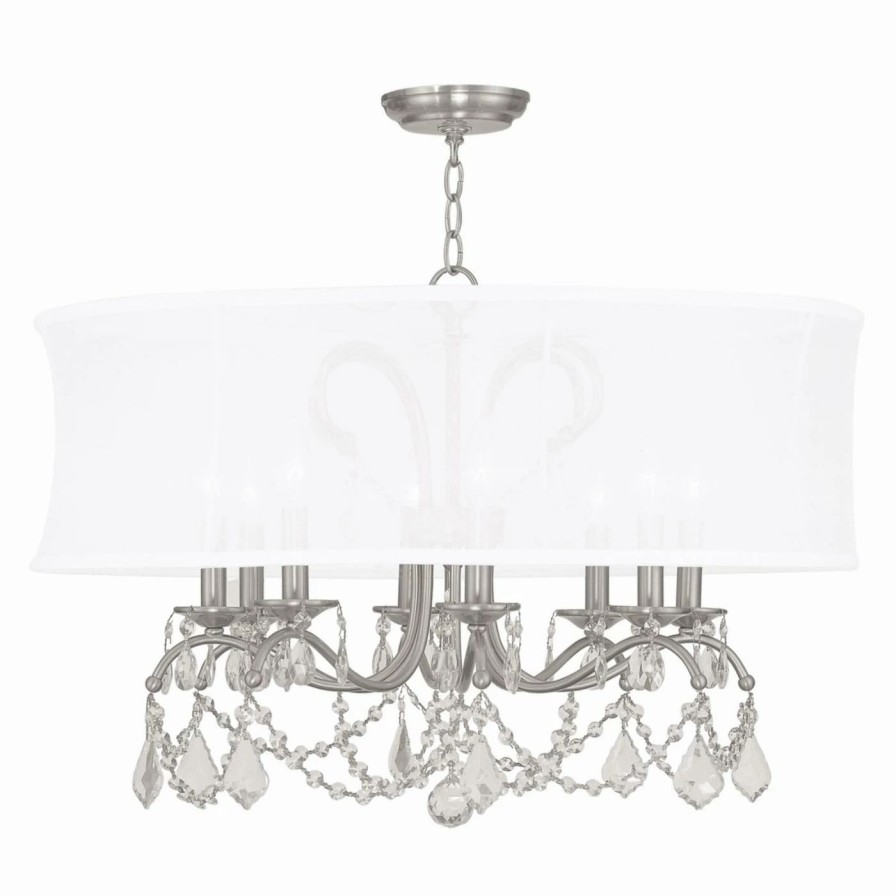 Chandeliers * | Cheapest Livex Lighting Drum Livex Newcastle 6308-91 Chandelier 28W In. Brushed Nickel