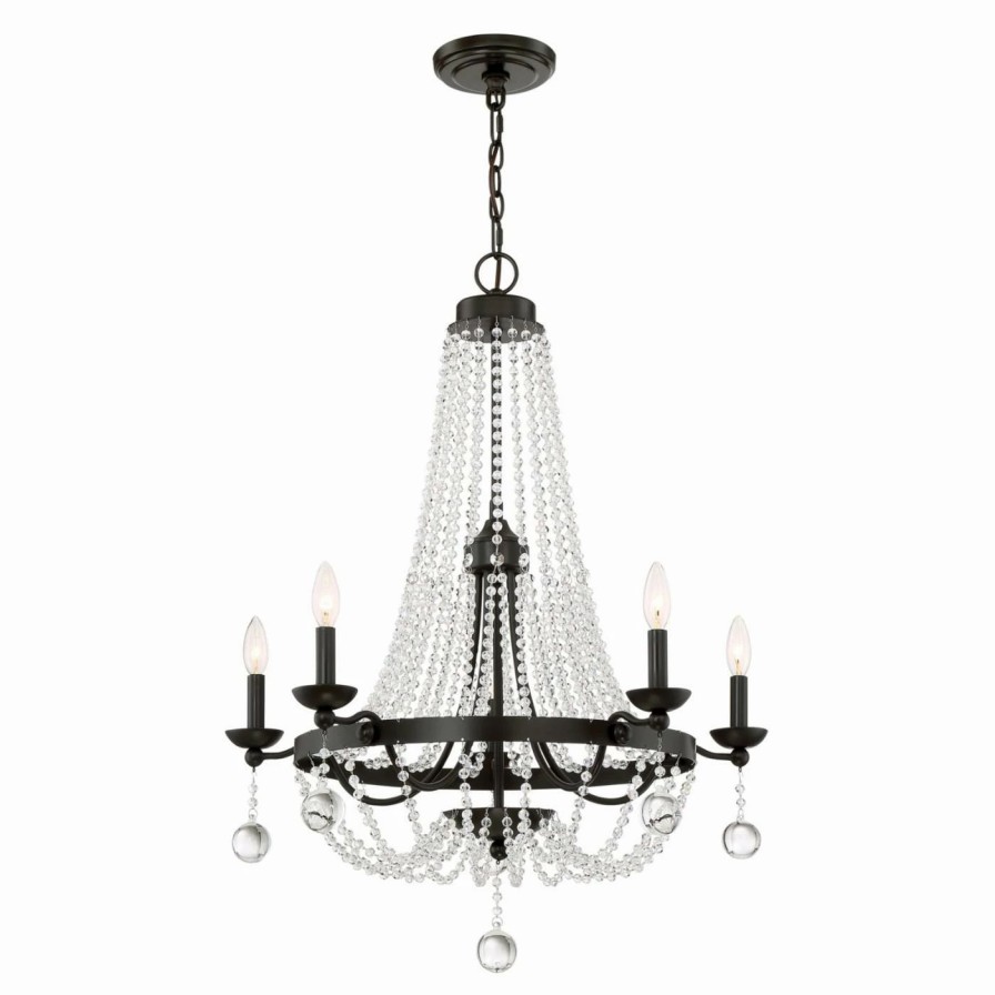 Candle * | Best Pirce Crystal Quoizel Livery Lvy5005Wt Chandelier