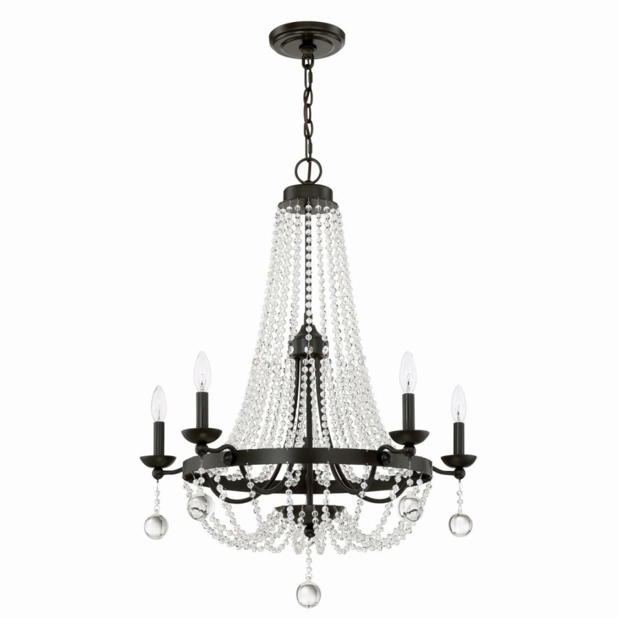 Candle * | Best Pirce Crystal Quoizel Livery Lvy5005Wt Chandelier