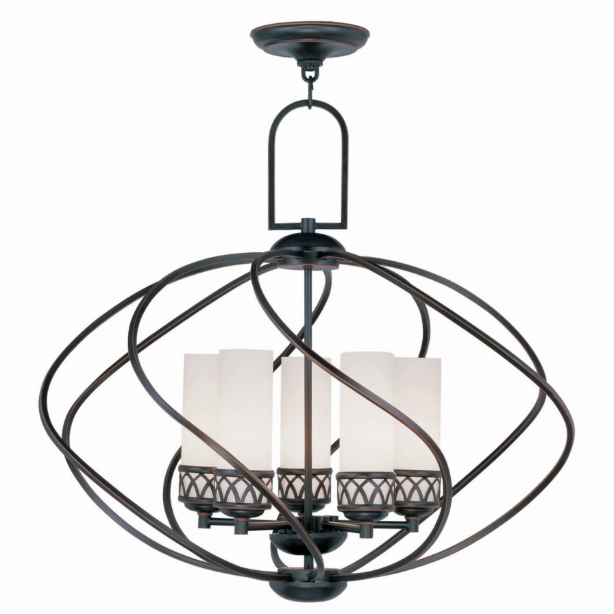 Chandeliers * | Hot Sale Livex Lighting Globe Livex Westfield 4725-67 5-Light Chandelier In Olde Bronze