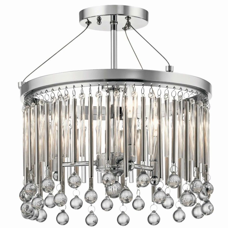 Crystal * | Coupon Raindrop Kichler Piper 43726Ch 3 Light Chandelier