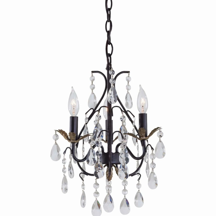 Chandeliers * | Hot Sale Minka Lavery 3122-301 Mini Chandelier Castlewwood Walnut With Silver Highlights