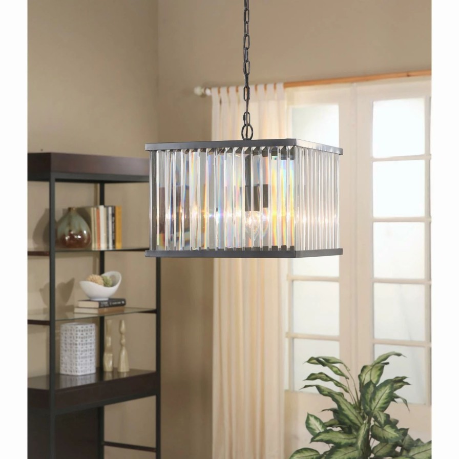 Chandeliers * | Best Pirce Linear Abbyson Bristol Claudia Sh-Md2144-4Abg Square Chandelier