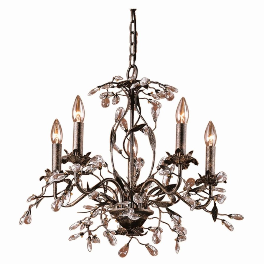 Chandeliers * | Best Deal Crystal Elk Lighting Circeo Chandelier 8053/5 21W In.