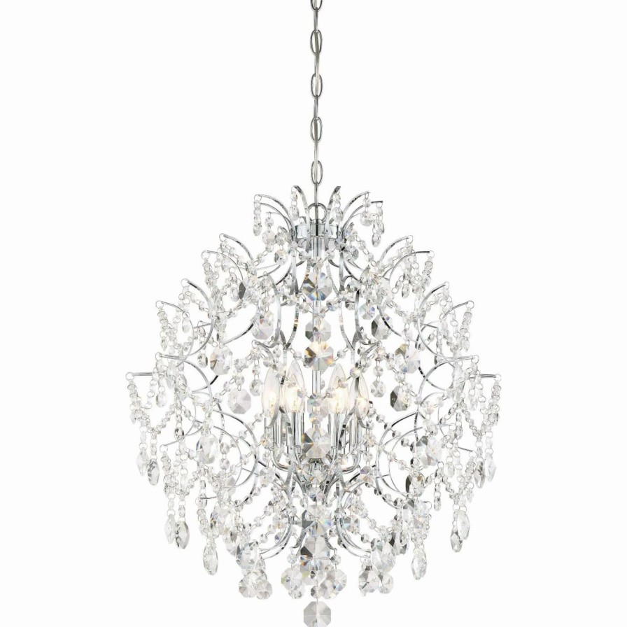 Crystal * | Promo Crystal Minka Lavery Isabellas Crown 6 Light Chandelier Chrome