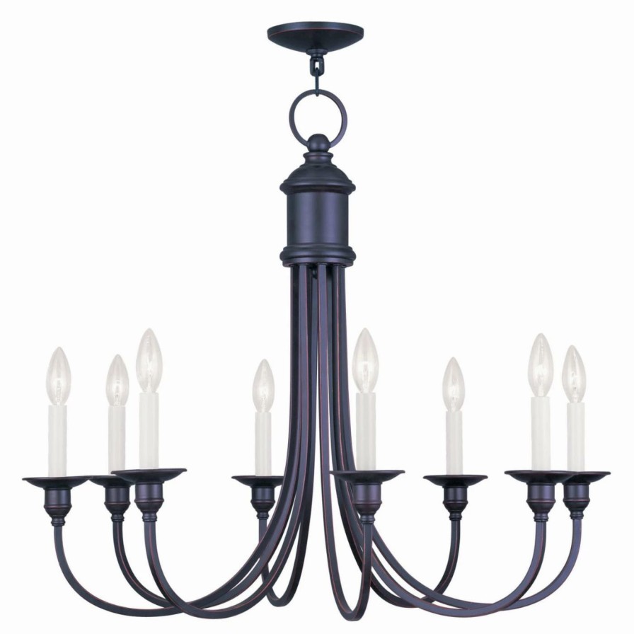 Candle * | New Livex Lighting Candle Livex Cranford 5148-67 8-Light Chandelier In Olde Bronze