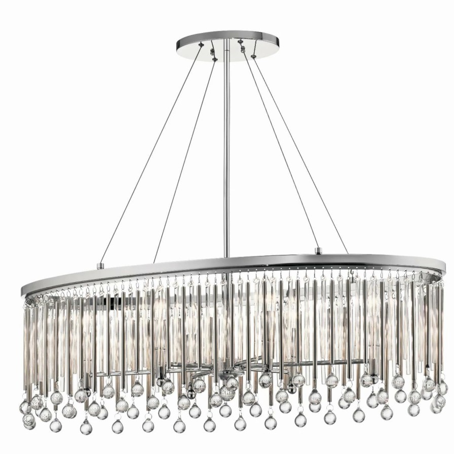 Crystal * | Wholesale Raindrop Kichler Piper 43725Ch 6 Light Oval Chandelier