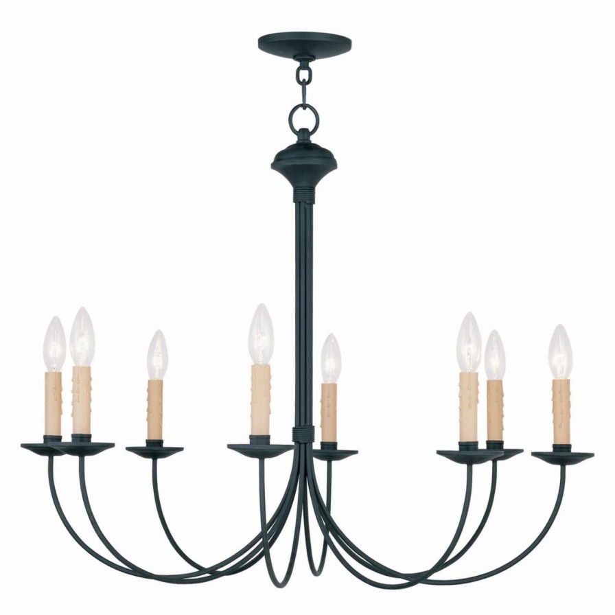 Candle * | Best Pirce Livex Lighting Candle Livex Heritage 4457-04 8-Light Chandelier In Black