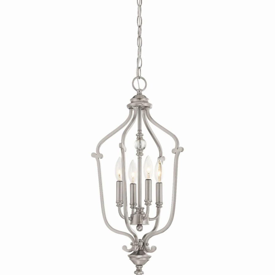 Chandeliers * | Flash Sale Candle Minka Lavery Savannah Row 4 Light Chandelier Brushed Nickel