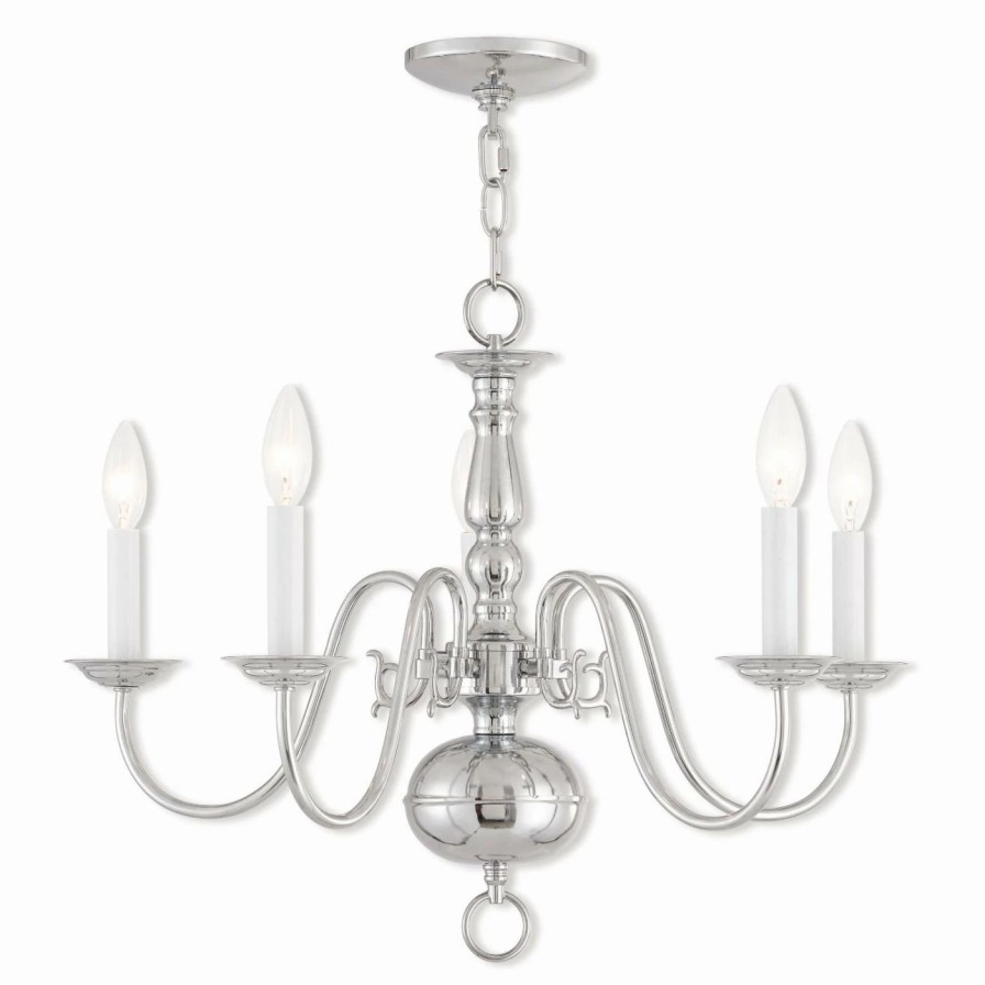 Chandeliers * | New Linear Livex Lighting Williamsburgh 5 Light Chandelier