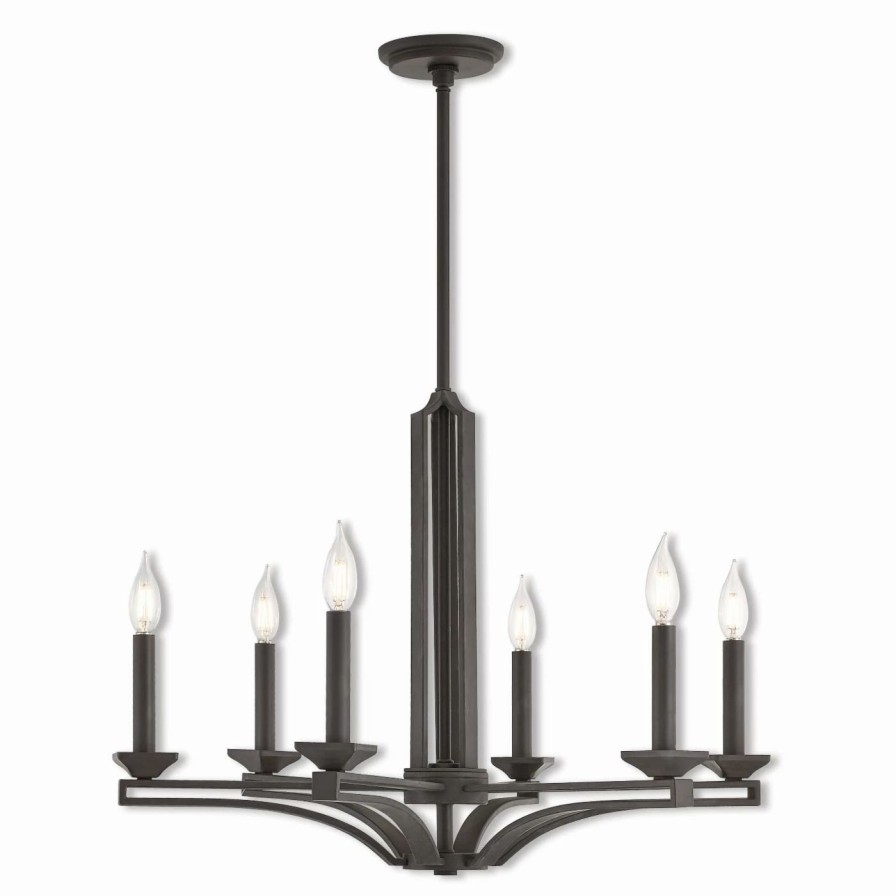 Candle * | Top 10 Candle Livex Lighting Trumbull 40056 6 Light Chandelier