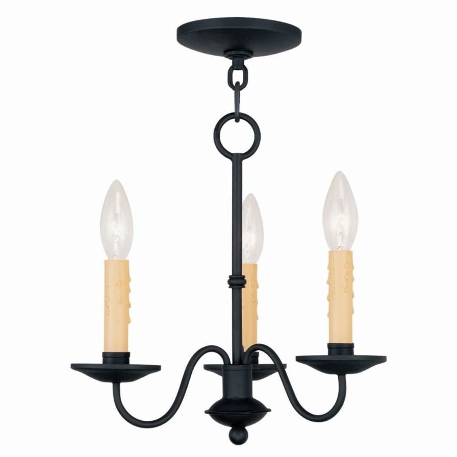 Chandeliers * | New Livex Lighting Livex Heritage 4463-04 3-Light Mini Chandelier In Black