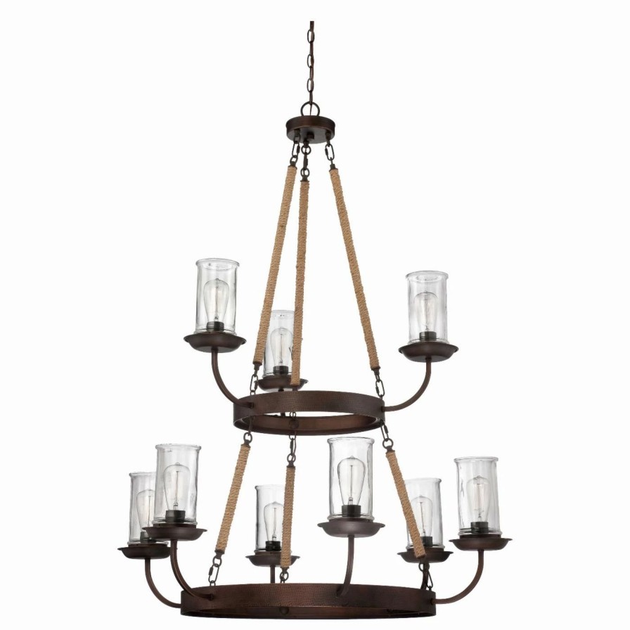 Chandeliers * | Buy Jeremiah Wagon Wheel Craftmade Thornton 36129-Abz Chandelier